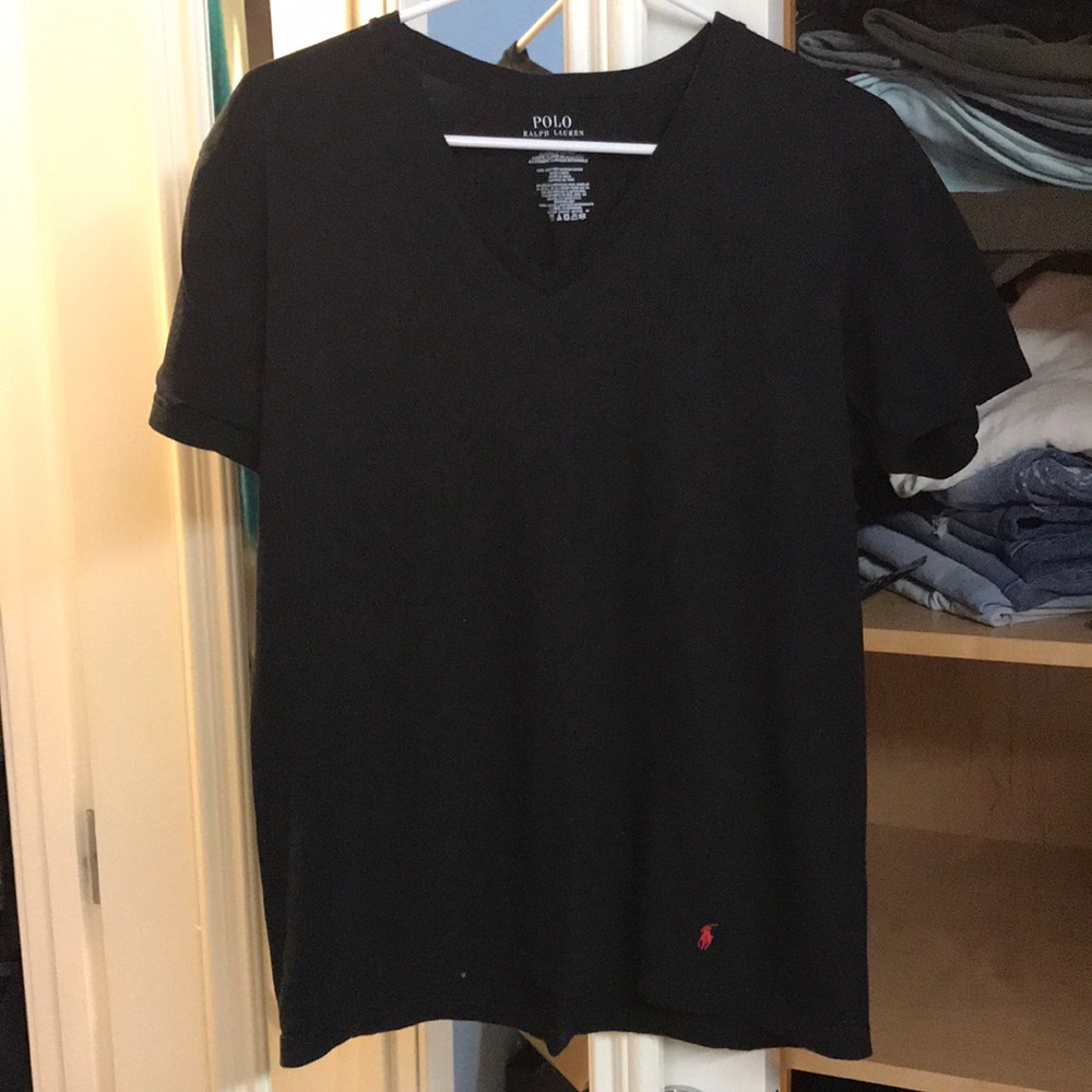 Men’s low v neck Polo t shirt black